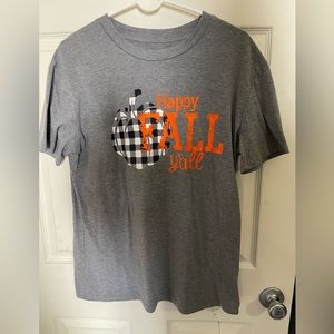 Happy Fall Y’all Pumpkin Grey Ladies Graphic Boutique Tee XL